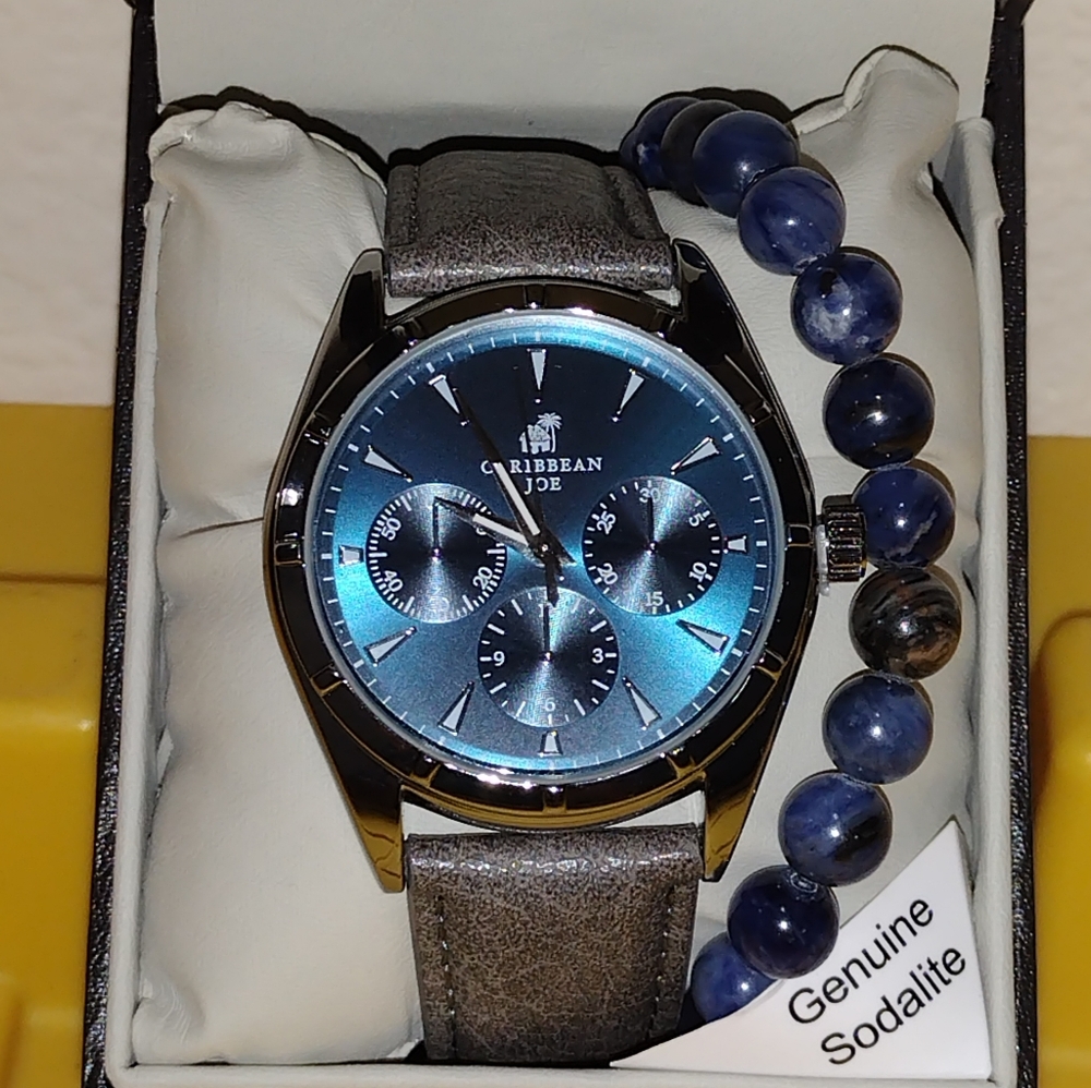 CARIBBEAN JOE MENS WATCH BLUE WITH BRACELET CARIBBEAN JOE WATCH NEW